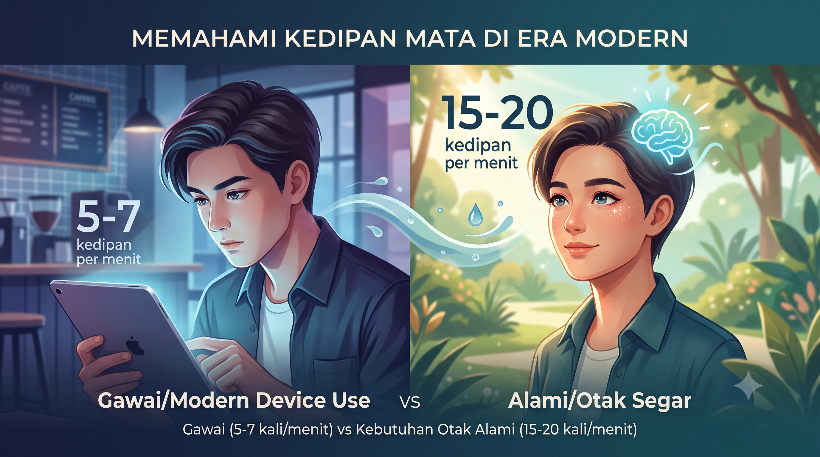 rata-rata manusia modern hanya berkedip 5–7 kali per menit saat menggunakan gawai,